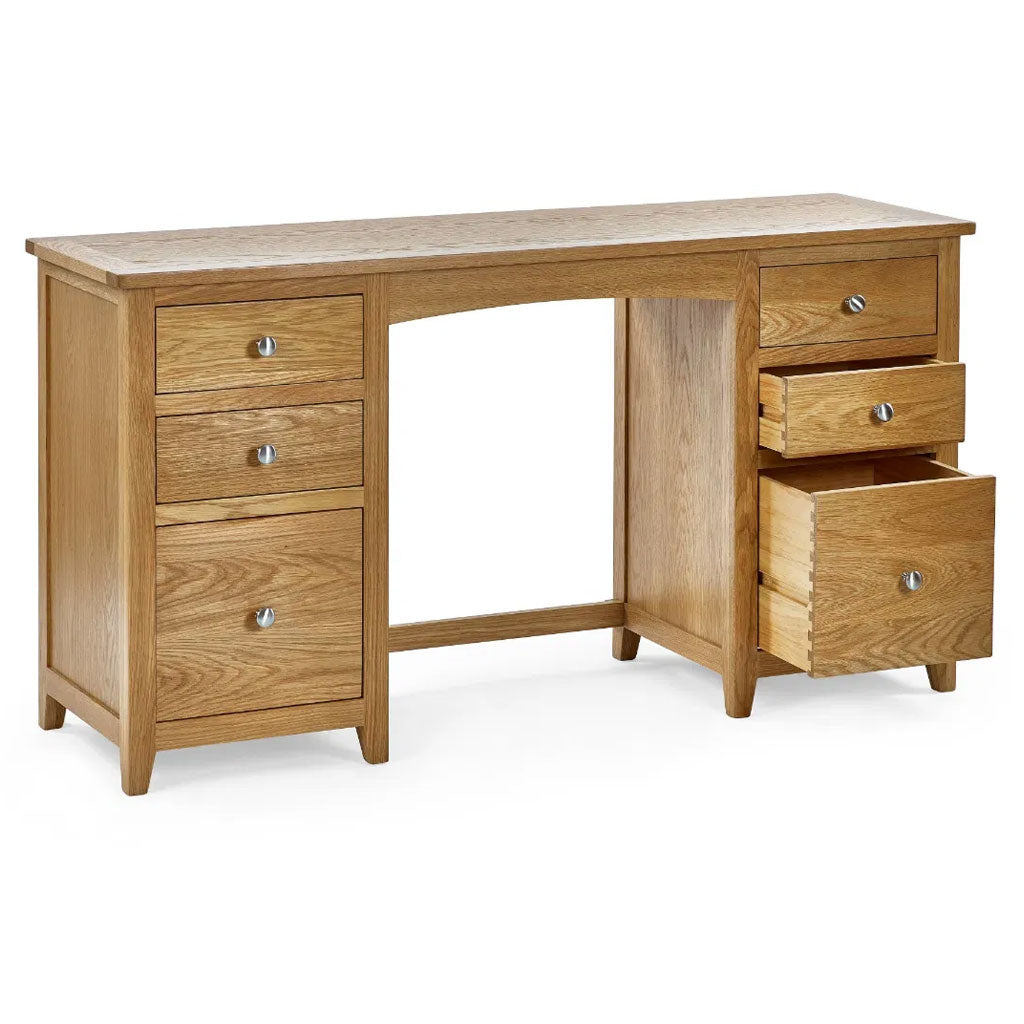 Wooden Dressing Table With 6 Drawers And Stool - Mallory