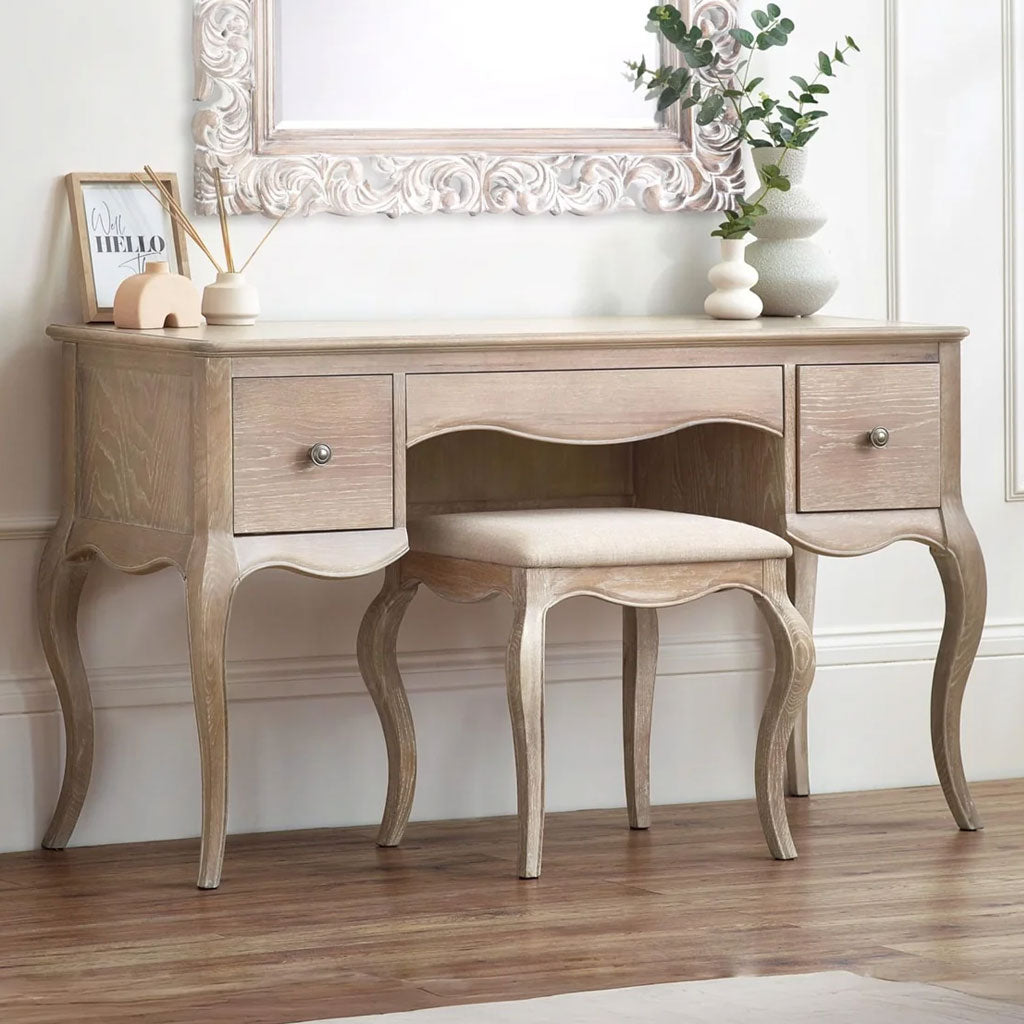 Wooden Dressing Table With Stool - Camille