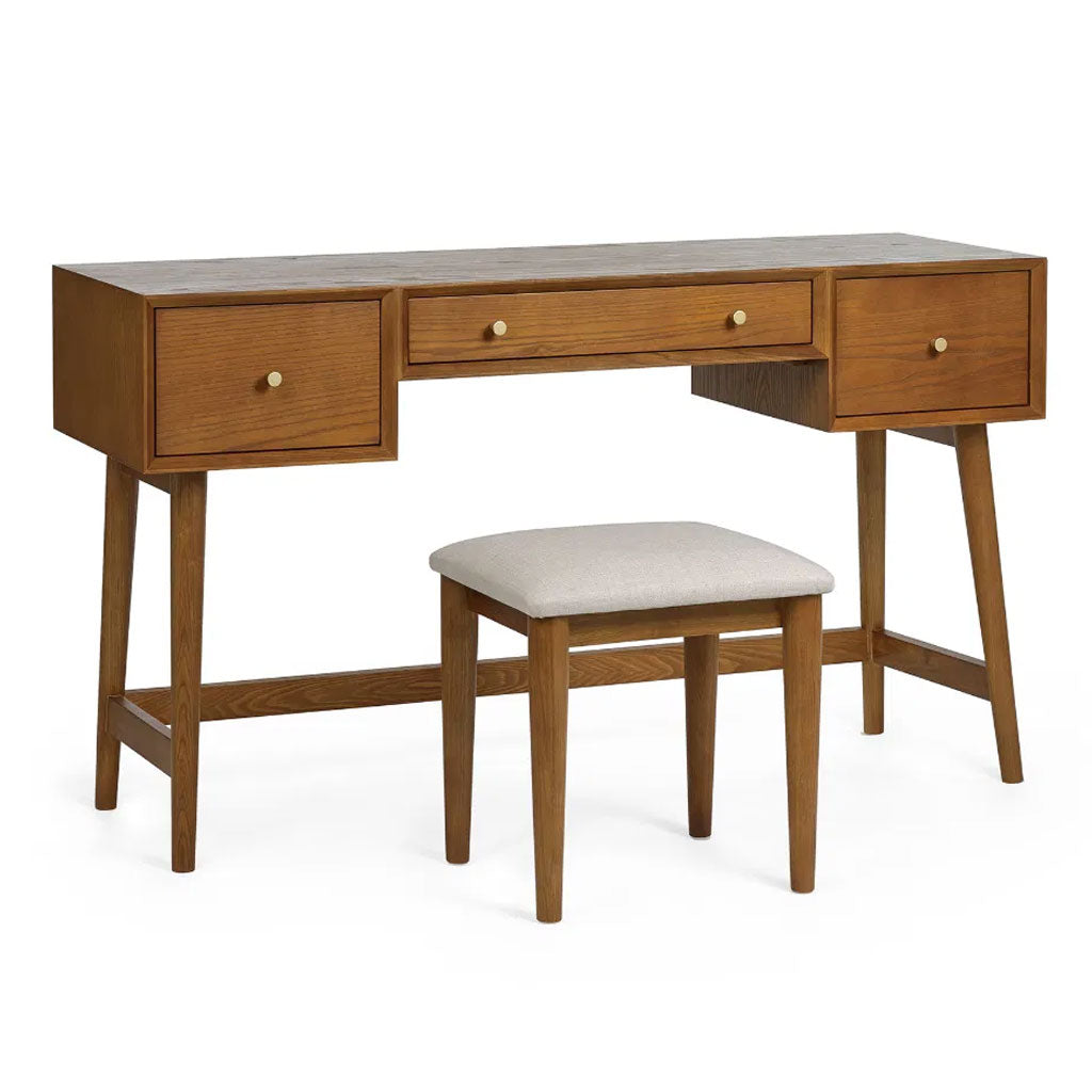 Wooden Dressing Table With Stool - Lowry