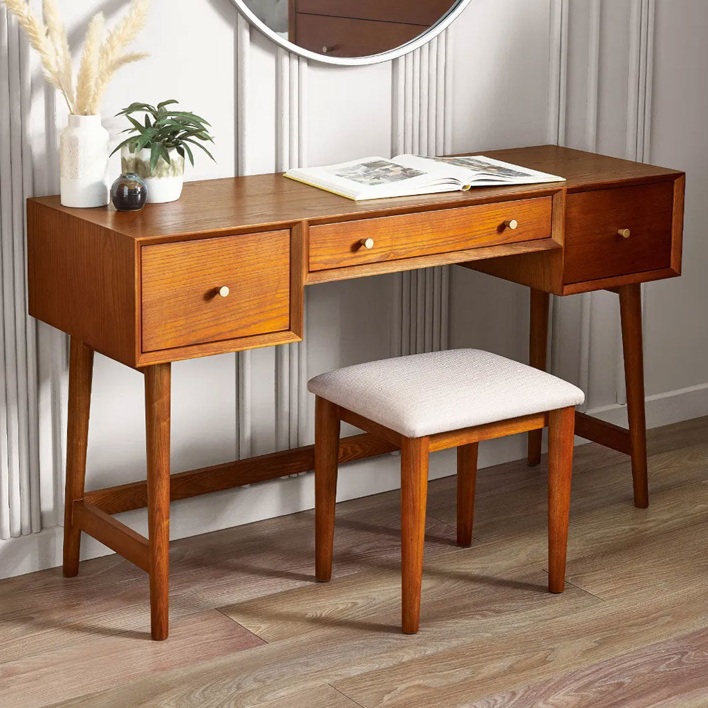 Wooden Dressing Table With Stool - Lowry