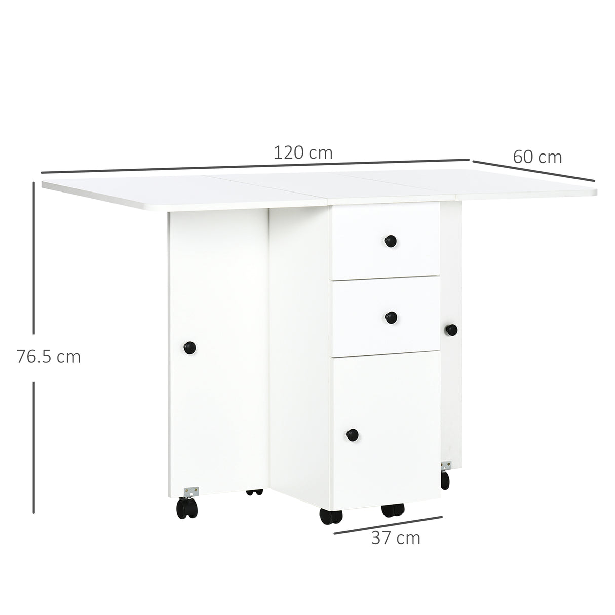 Wooden Drop Leaf Dining Table for 4 to 6 People With Multi-Storage - Velmora