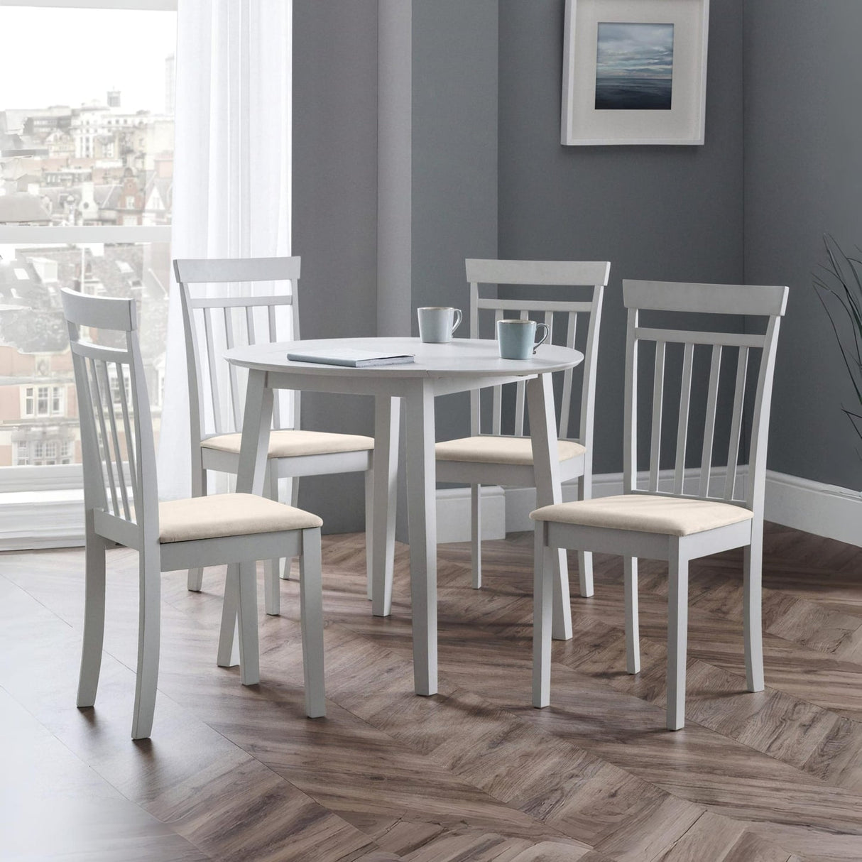Wooden Drop Leaf Dining Table for 4 People Round - Coast