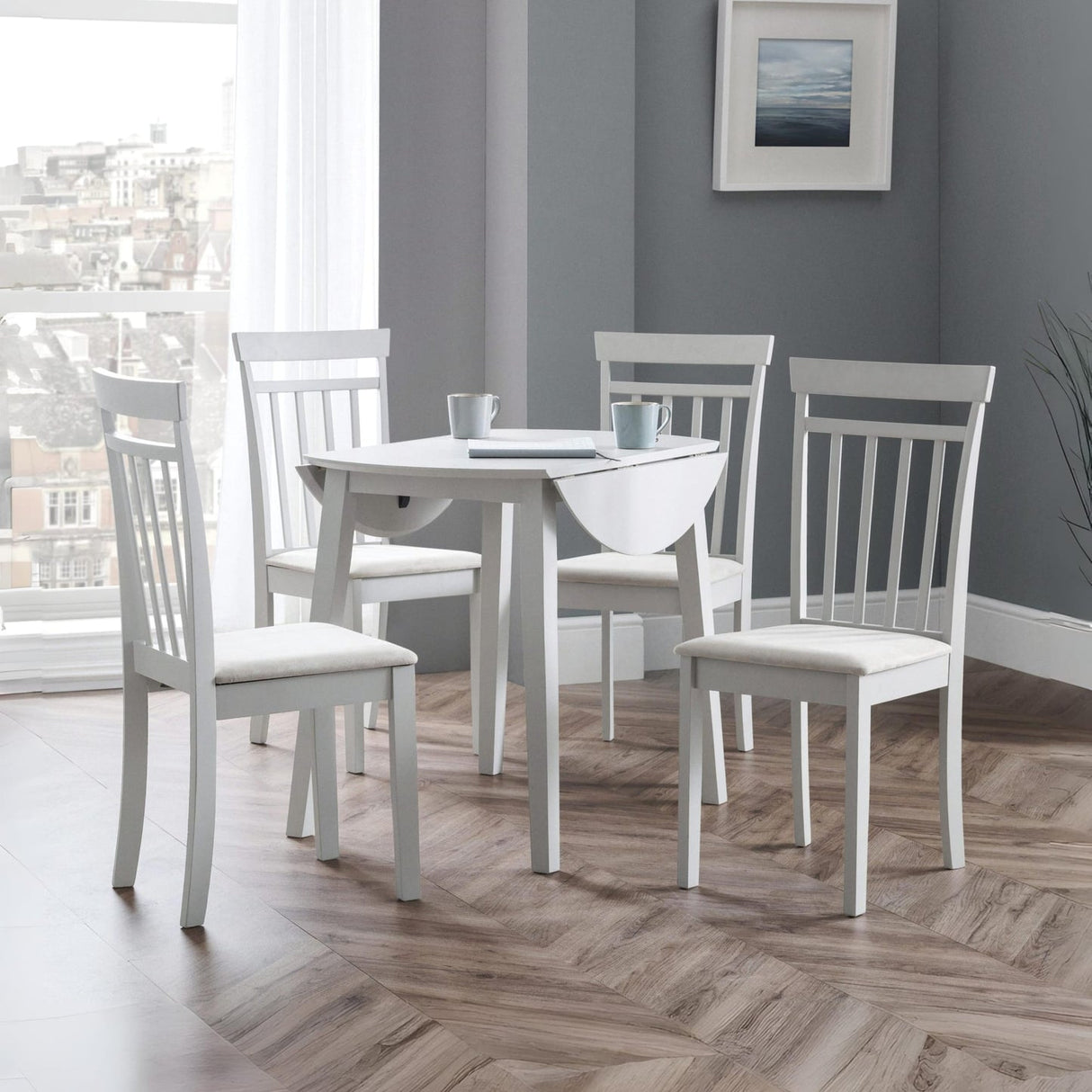 Wooden Drop Leaf Dining Table for 4 People Round - Coast