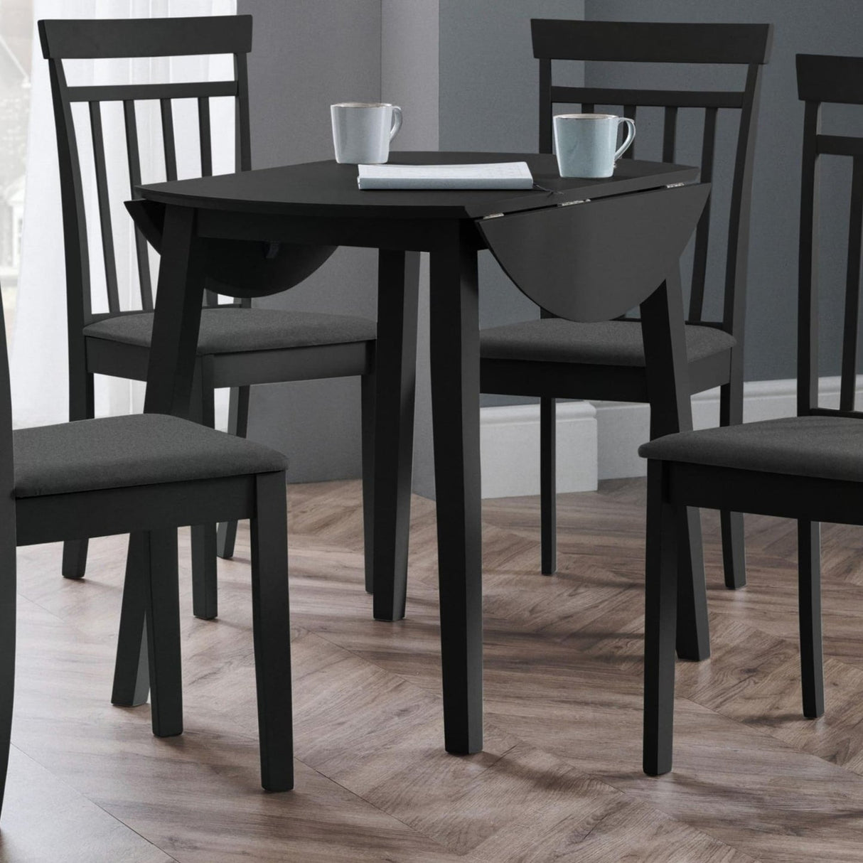 Wooden Drop Leaf Dining Table for 4 People Round - Coast