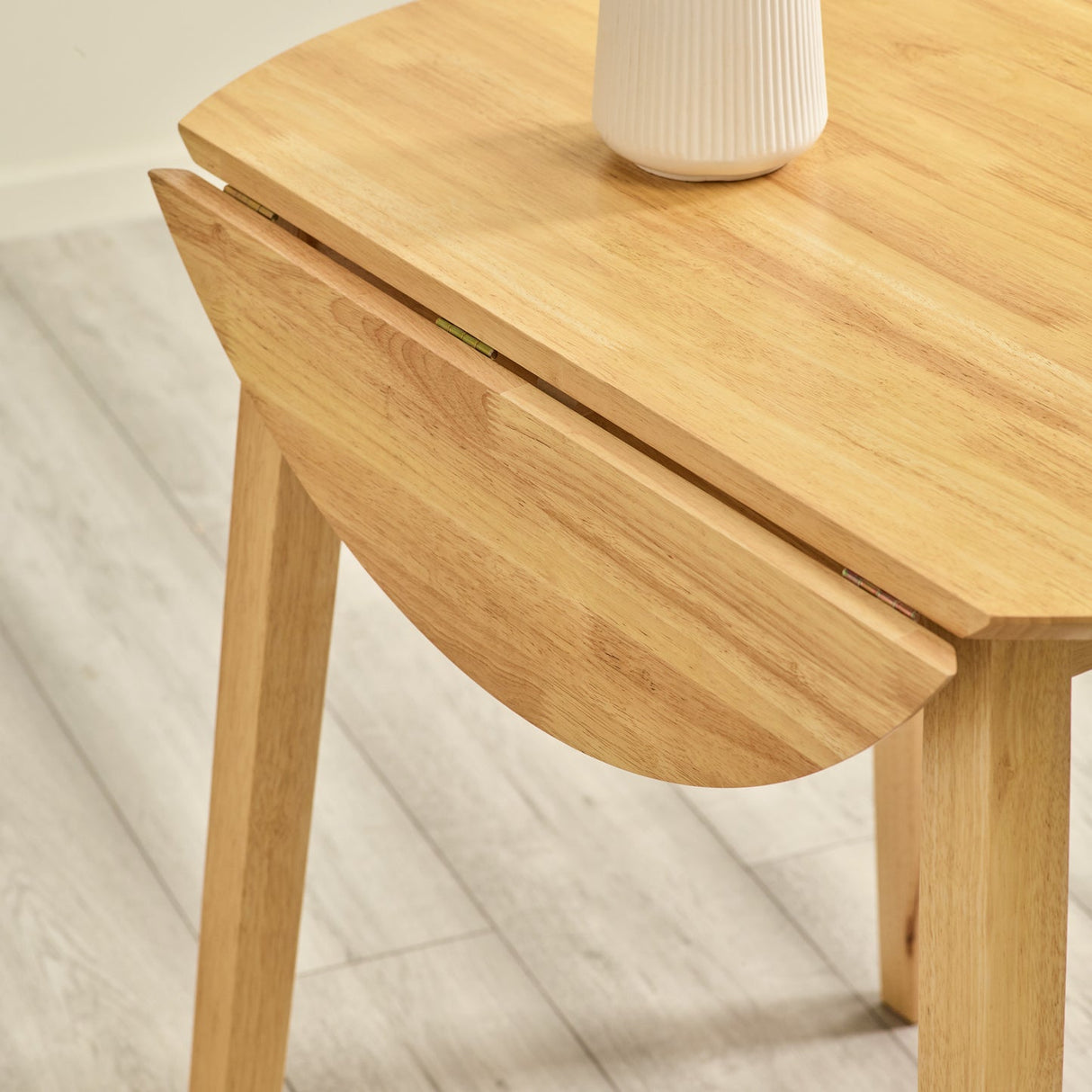 Wooden Drop Leaf Dining Table for 4 People Round - Coast