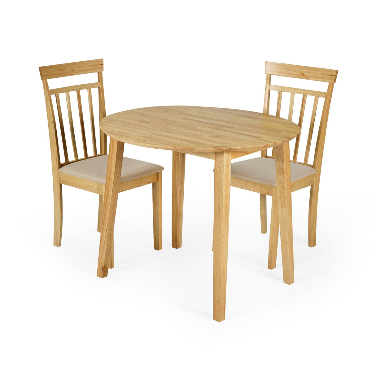 Wooden Drop Leaf Dining Table for 4 People Round - Coast