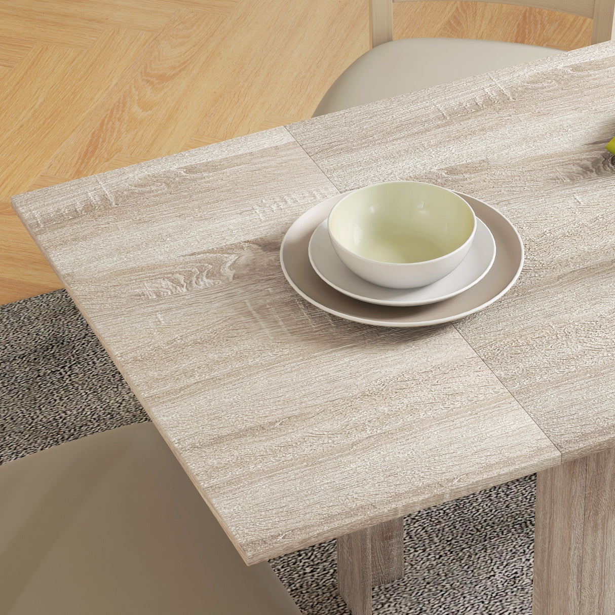 Wooden Drop Leaf Dining Table Rectangular for 4 People in Wood Effect - Velmora