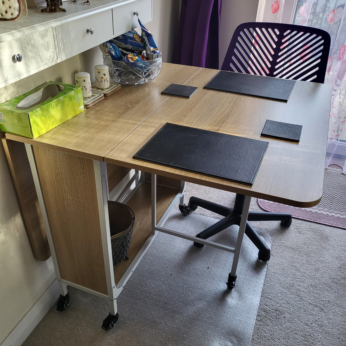Wooden Drop Leaf Dining Table Rectangular fro 4 to 6 People - Velmora