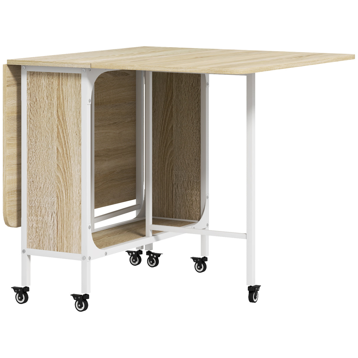 Wooden Drop Leaf Dining Table Rectangular fro 4 to 6 People - Velmora