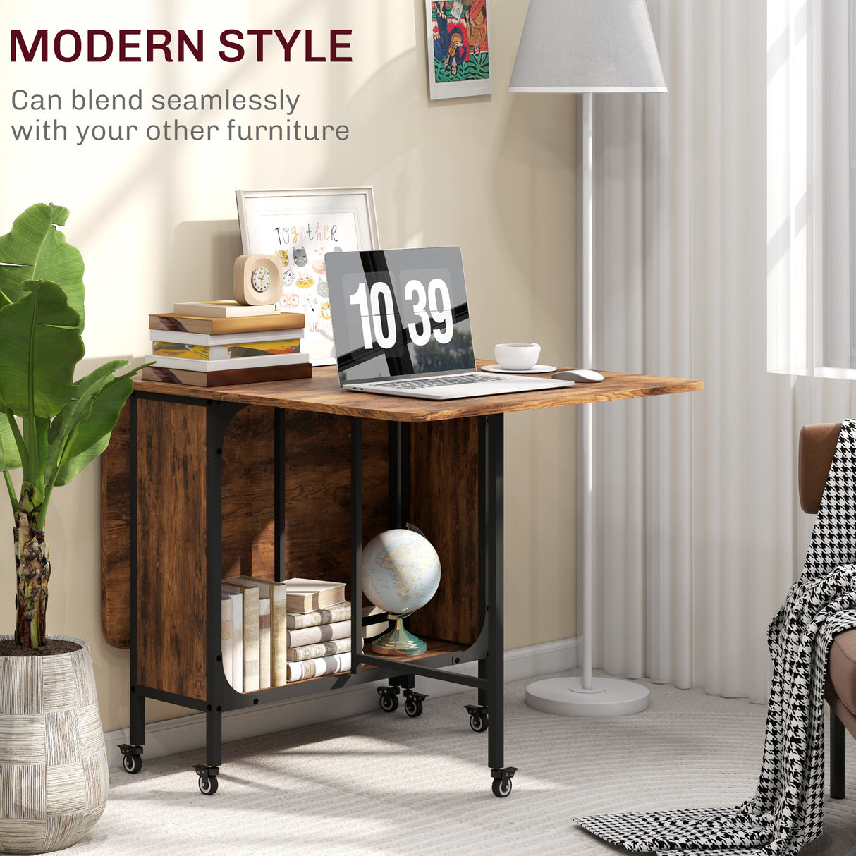 Wooden Drop Leaf Dining Table Rectangular fro 4 to 6 People - Velmora
