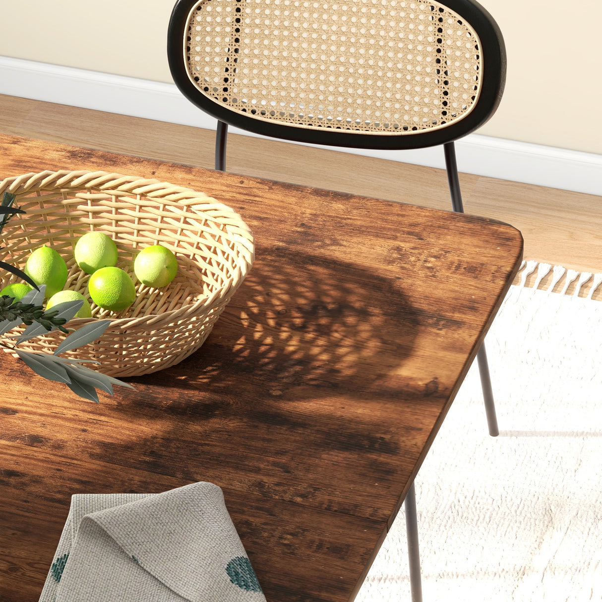 Wooden Drop Leaf Dining Table Rectangular fro 4 to 6 People - Velmora