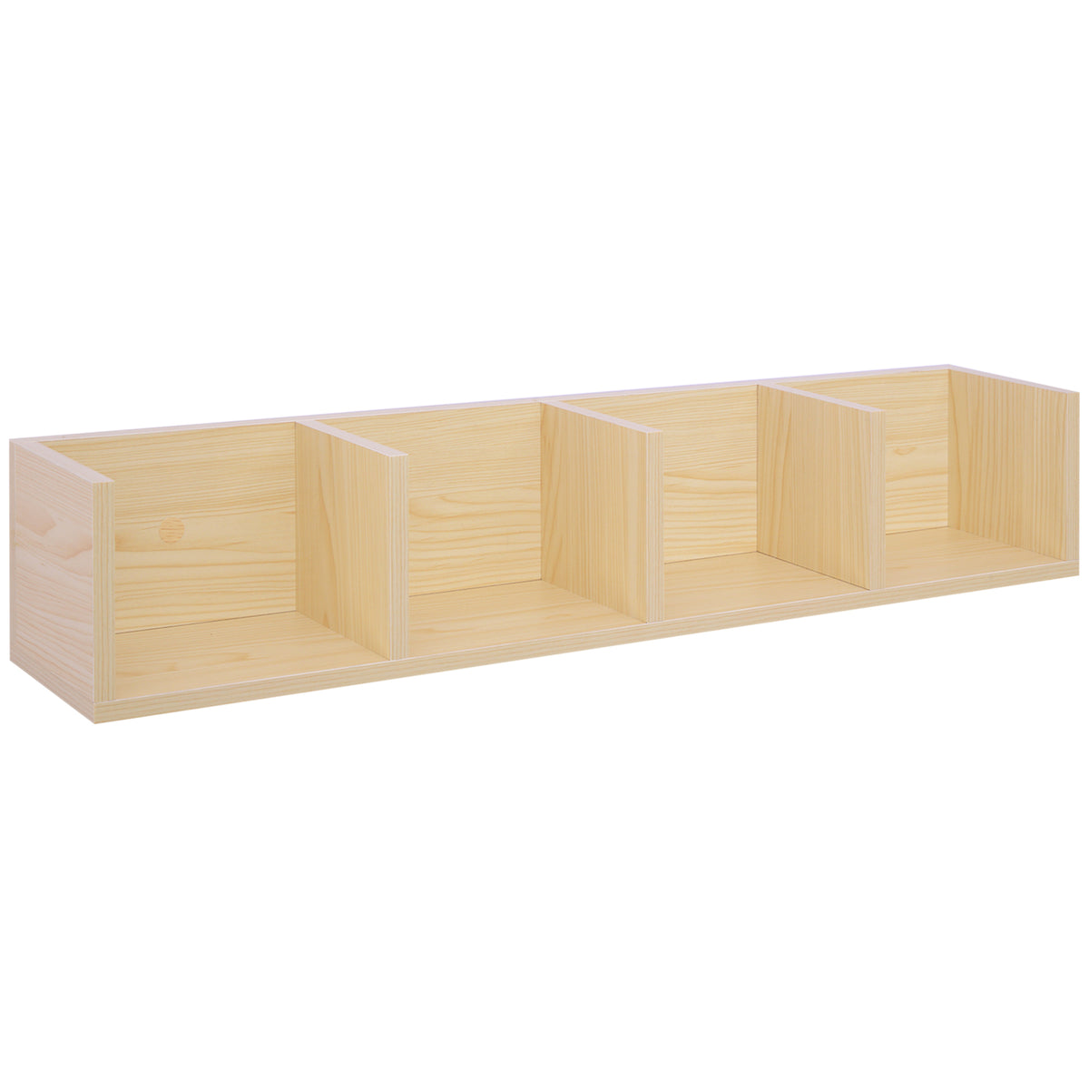 Wooden DVD Wall Shelf 95cm Wide With 4 Compartments - Velmora