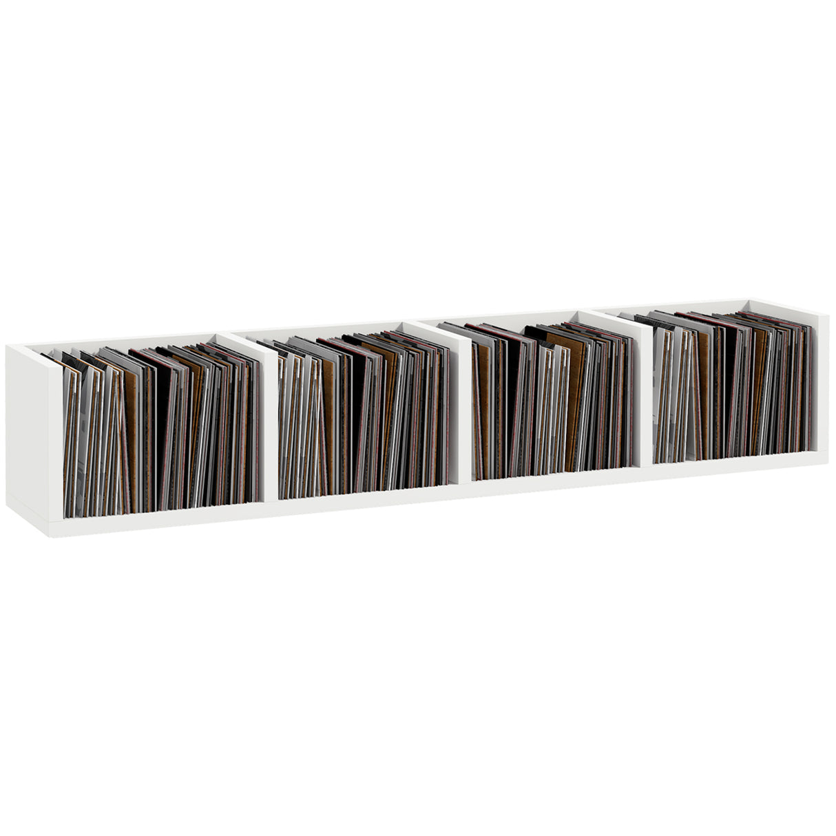 Wooden DVD Wall Shelf 95cm Wide With 4 Compartments - Velmora