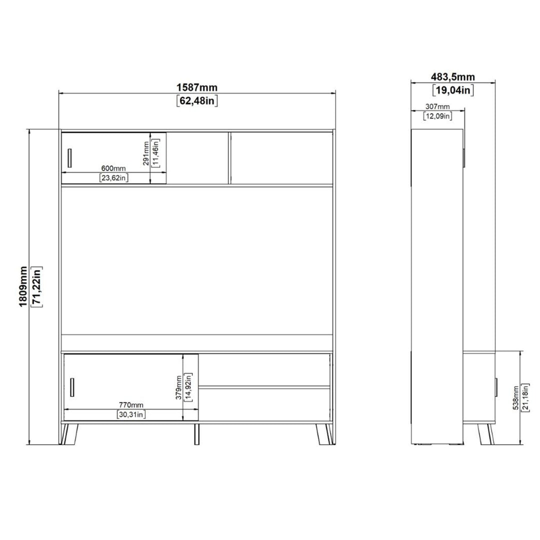Wooden Entertainment Unit With 2 Sliding Doors In White Fronts - Ikast