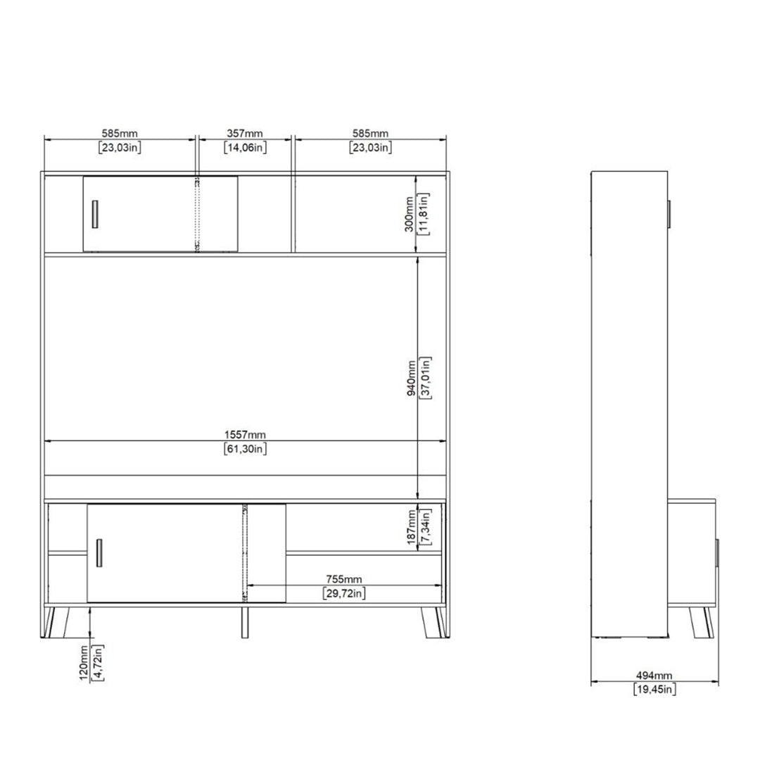 Wooden Entertainment Unit With 2 Sliding Doors In White Fronts - Ikast
