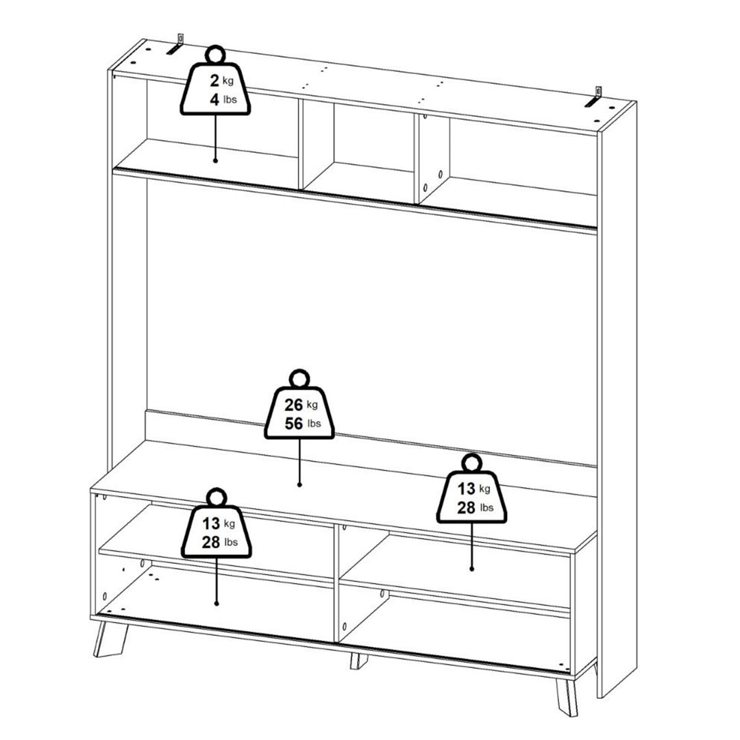 Wooden Entertainment Unit With 2 Sliding Doors In White Fronts - Ikast