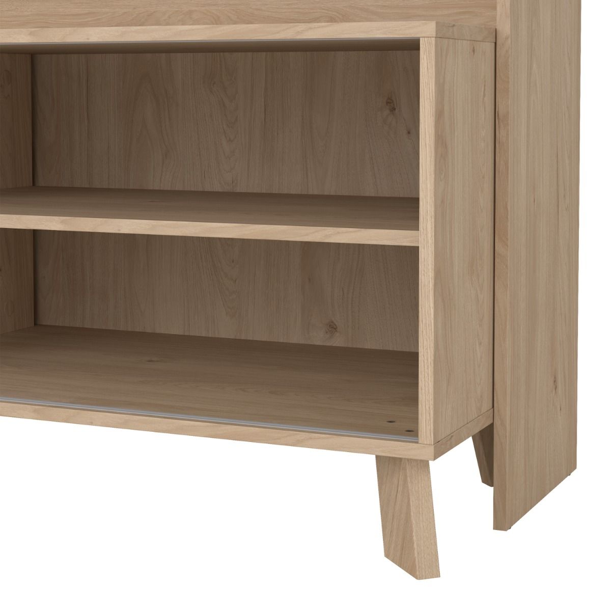 Wooden Entertainment Unit With 2 Sliding Doors In White Fronts - Ikast