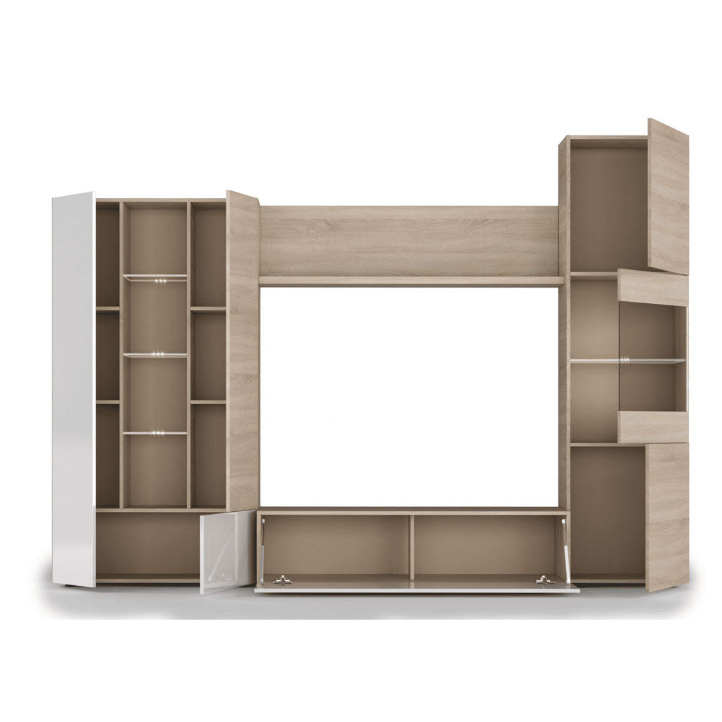 Wooden Entertainment Unit With LED Lights - Americus