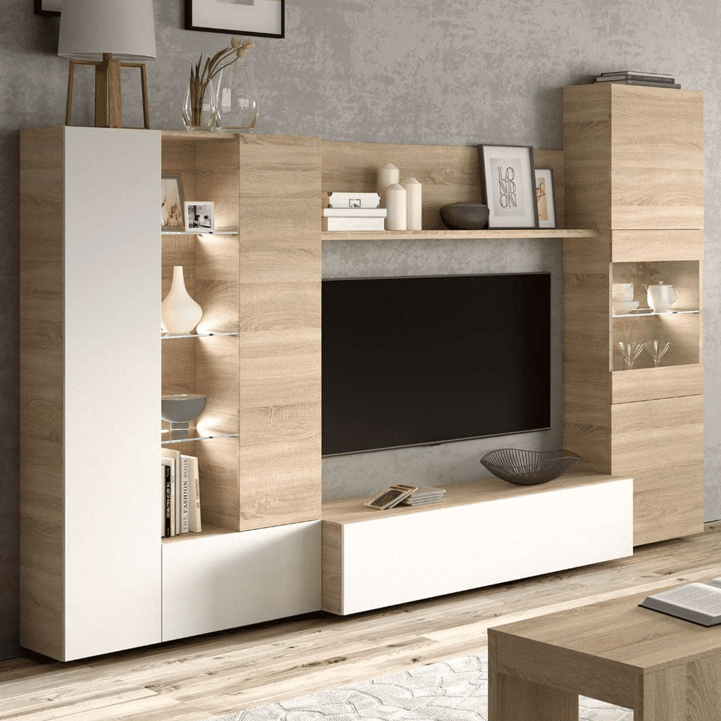 Wooden Entertainment Unit With LED Lights - Americus