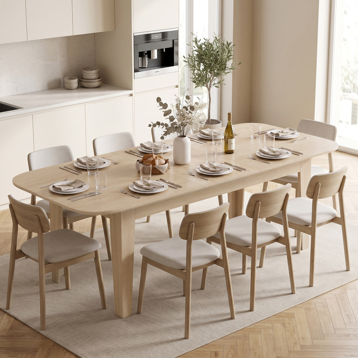 Wooden Extending Dining Table 180cm Wide for 8 People - Velmora