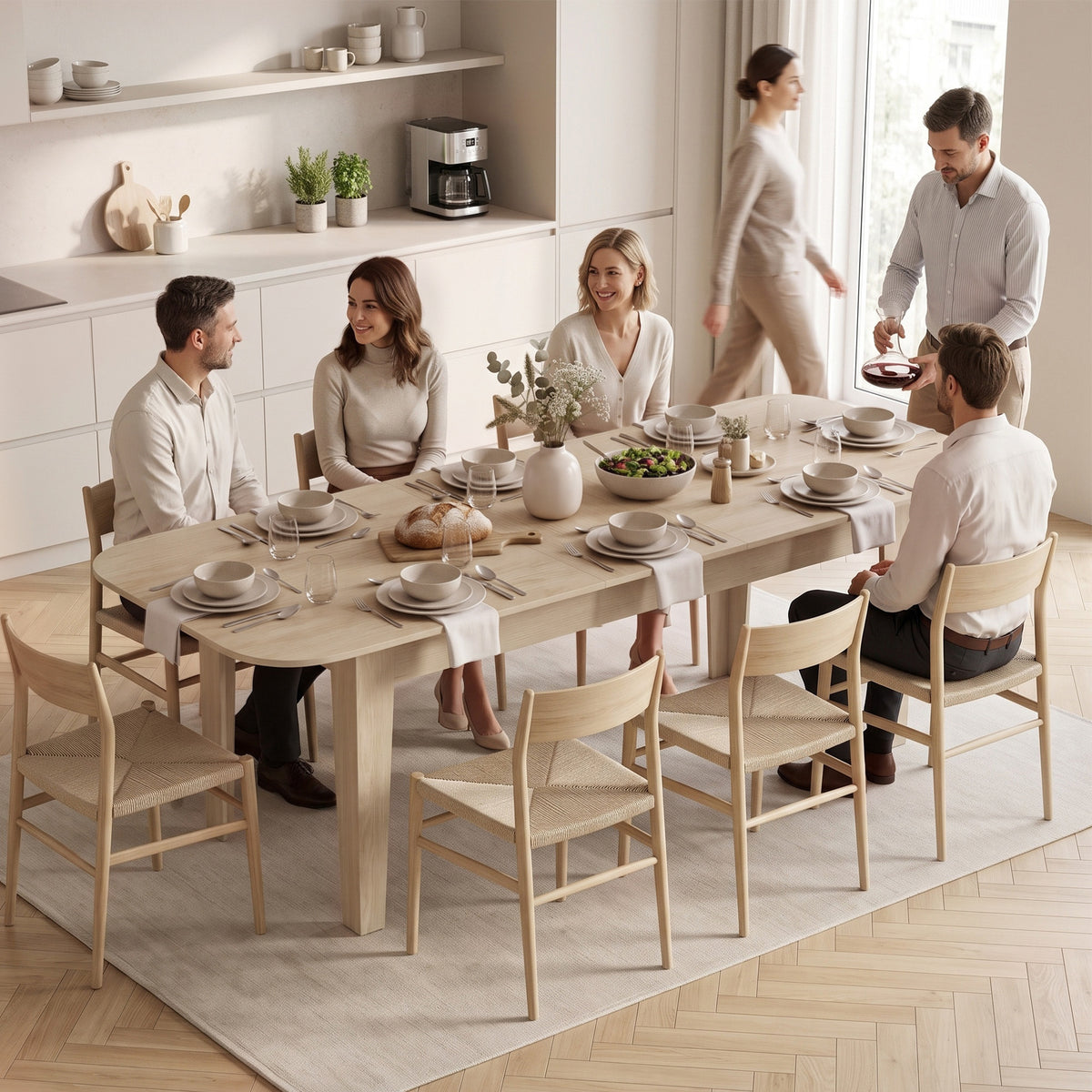 Wooden Extending Dining Table 180cm Wide for 8 People - Velmora