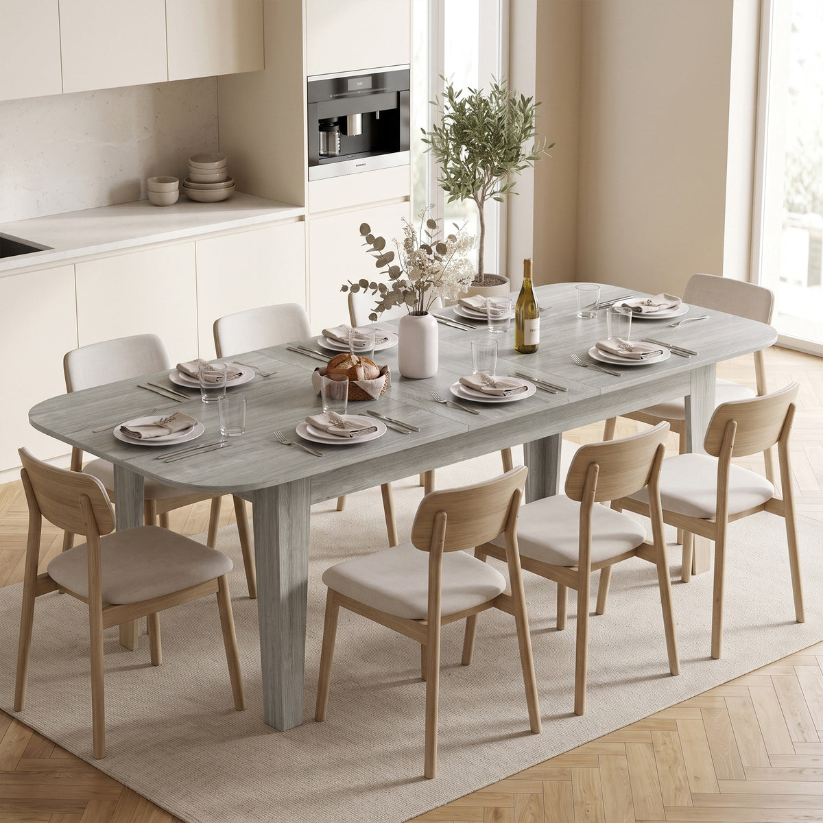 Wooden Extending Dining Table 180cm Wide for 8 People - Velmora