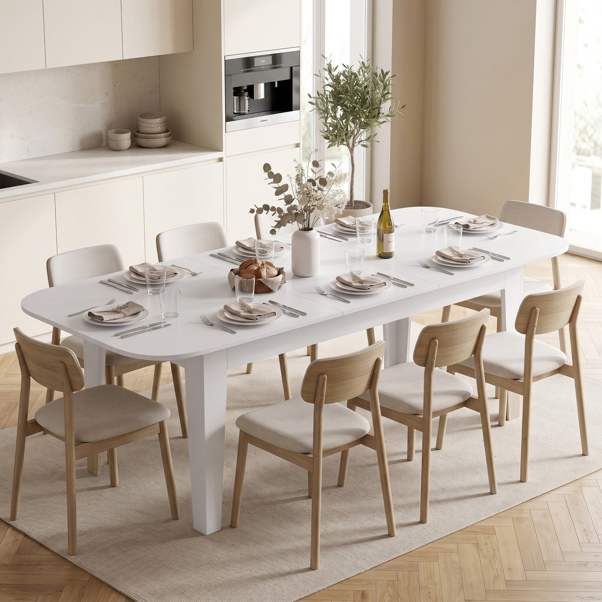 Wooden Extending Dining Table 180cm Wide for 8 People - Velmora