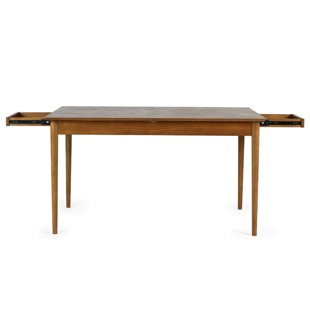 Wooden Extending Dining Table for 4 to 6 People With 2 Drawers - Lowry