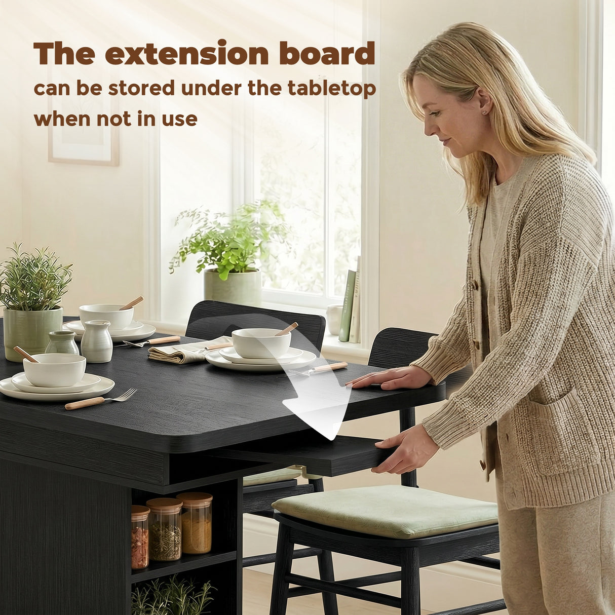 Wooden Extending Dining Table Rectangular for 4 to 6 People - Velmora
