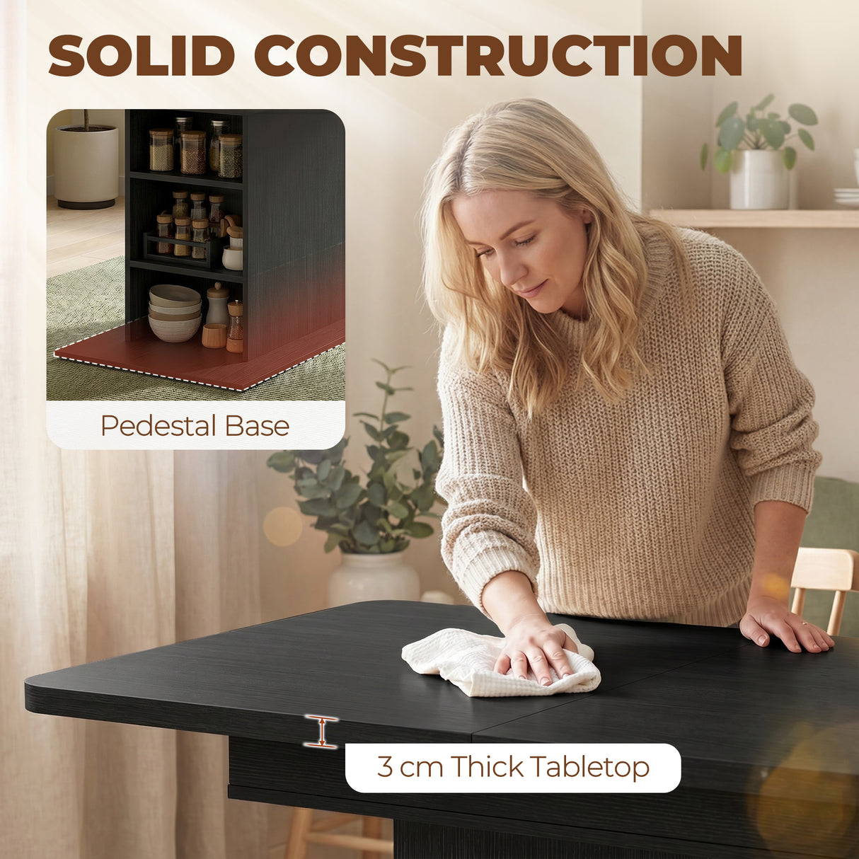 Wooden Extending Dining Table Rectangular for 4 to 6 People - Velmora