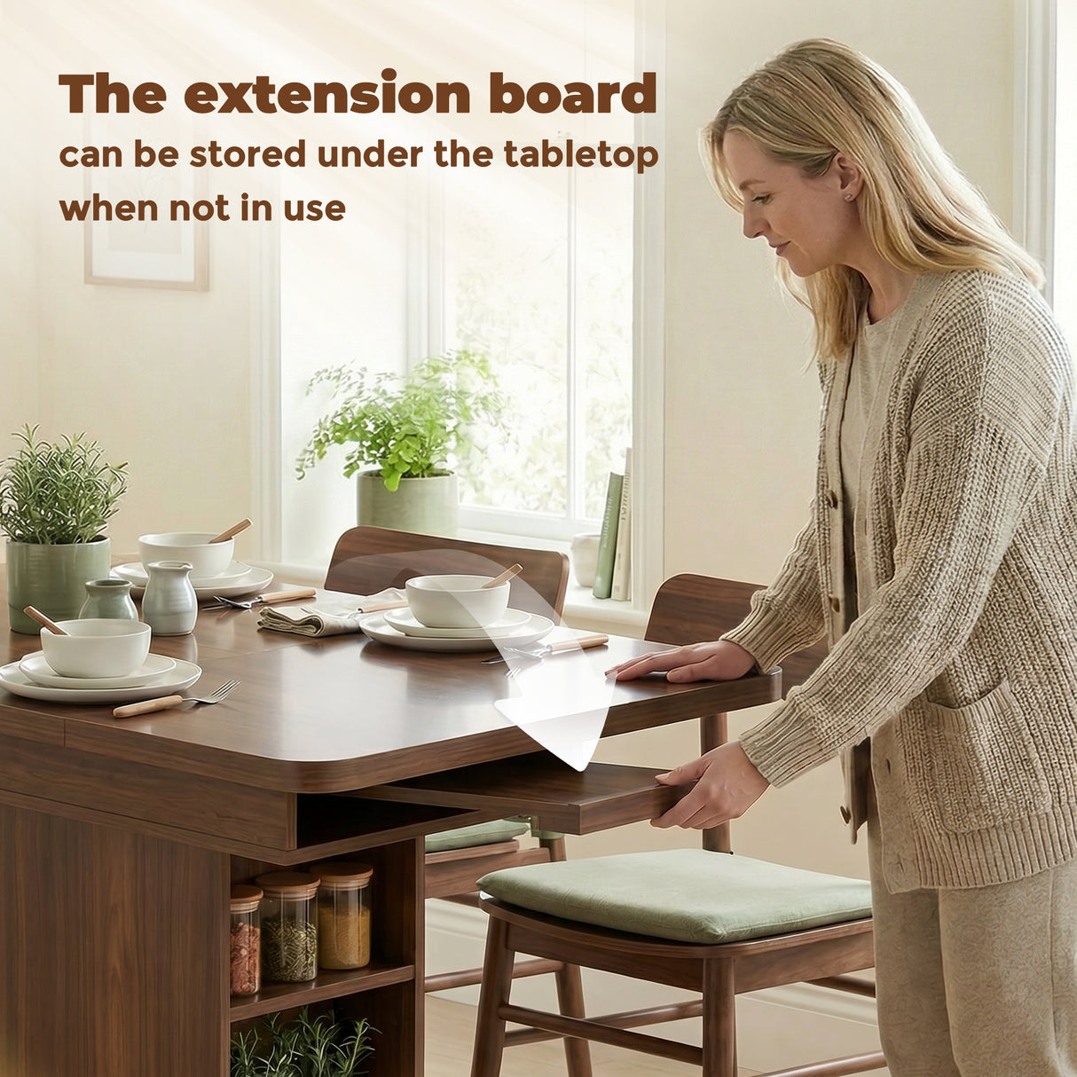 Wooden Extending Dining Table Rectangular for 4 to 6 People - Velmora