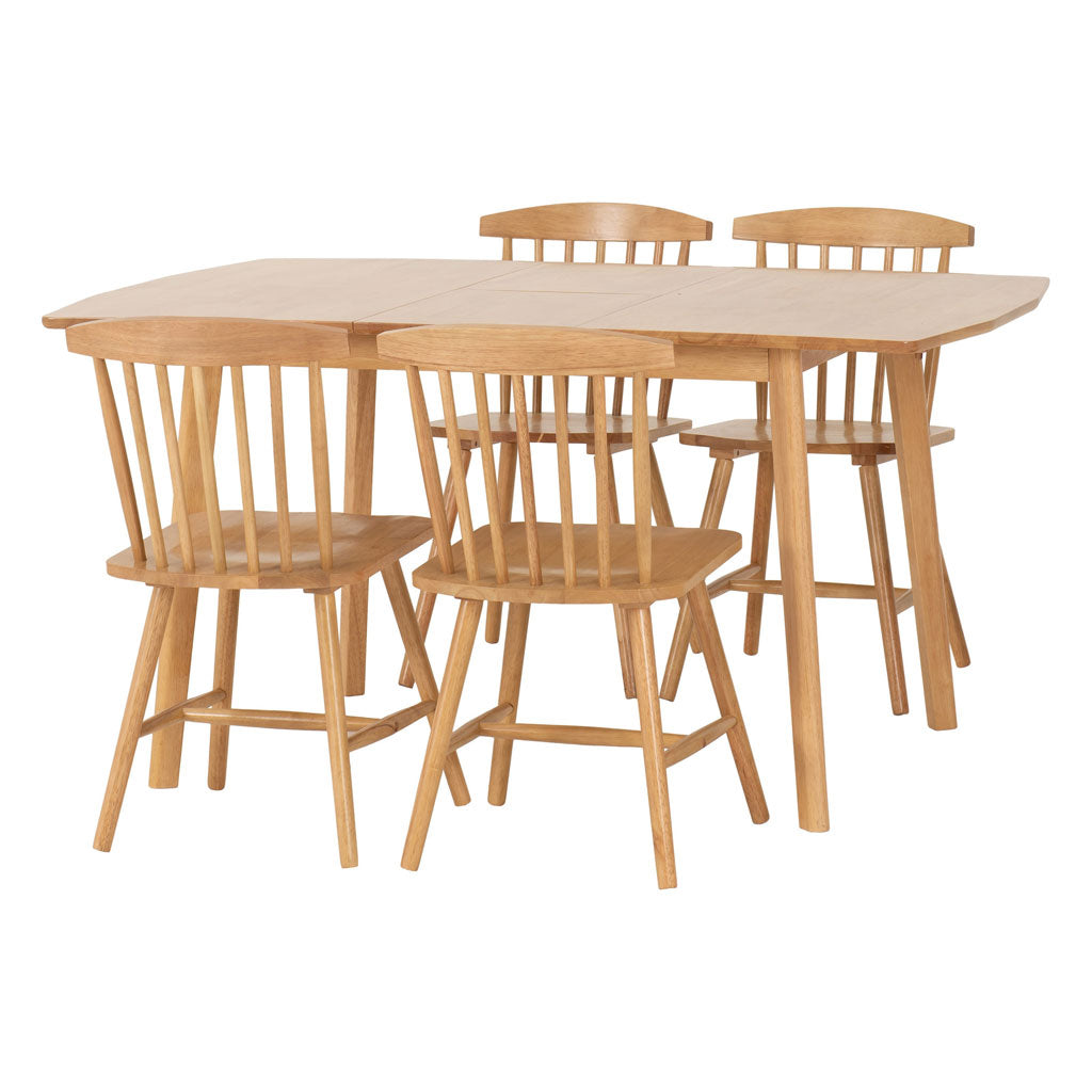 Wooden Extending Dining Table With 4 Dining Chairs - Emery