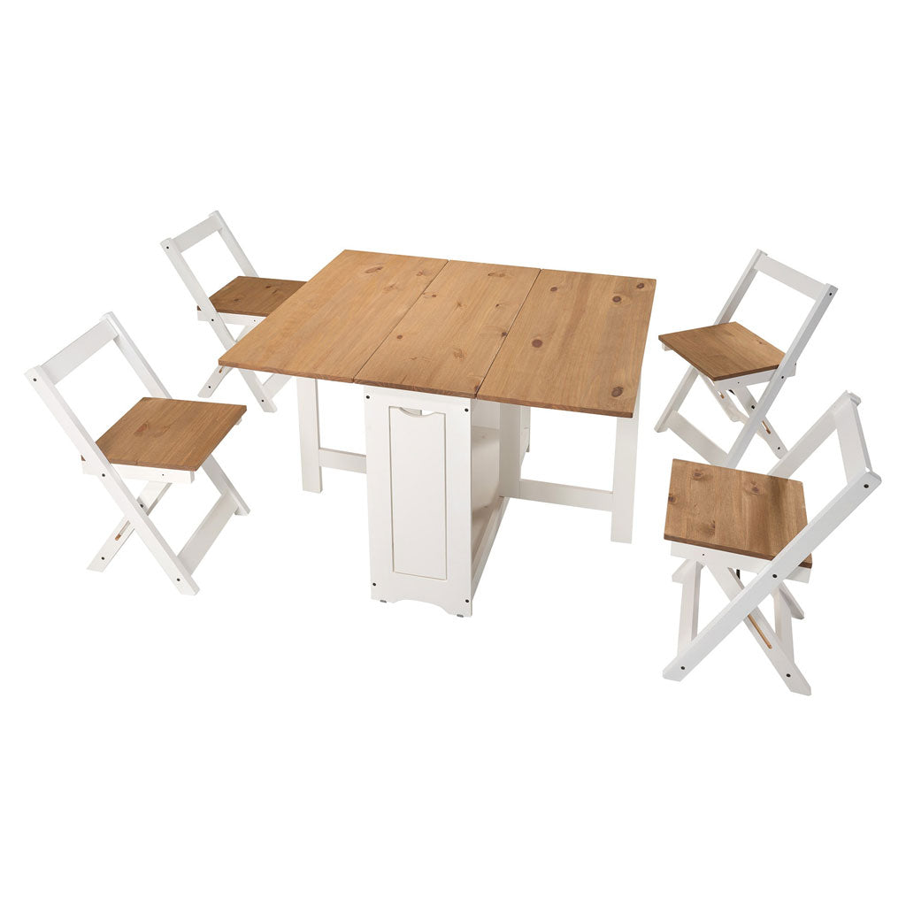 Wooden Extending Dining Table With 4 Dining Chairs - Santos
