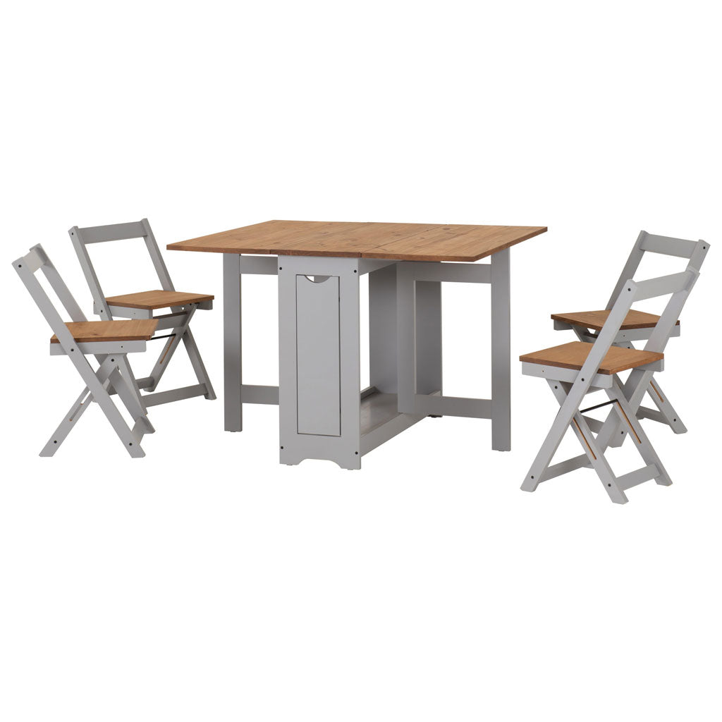 Wooden Extending Dining Table With 4 Dining Chairs - Santos
