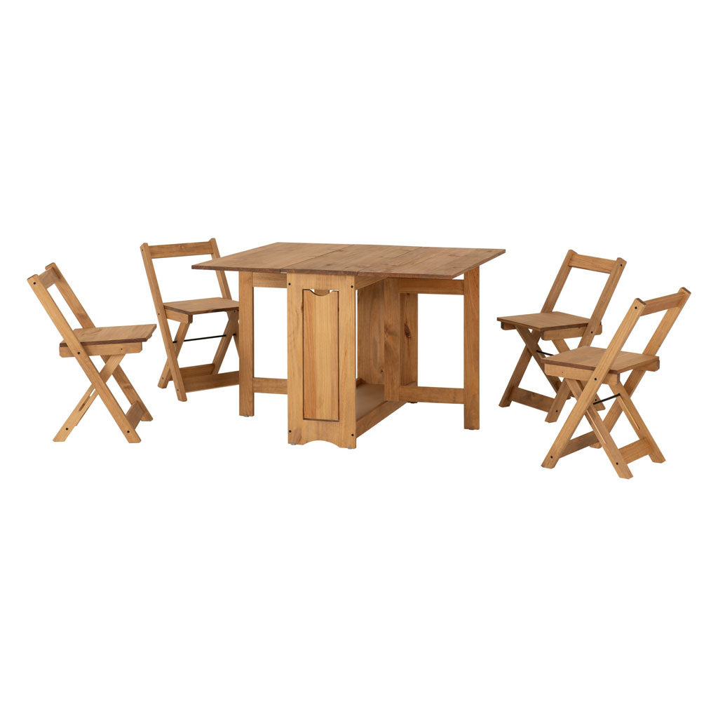 Wooden Extending Dining Table With 4 Dining Chairs - Santos