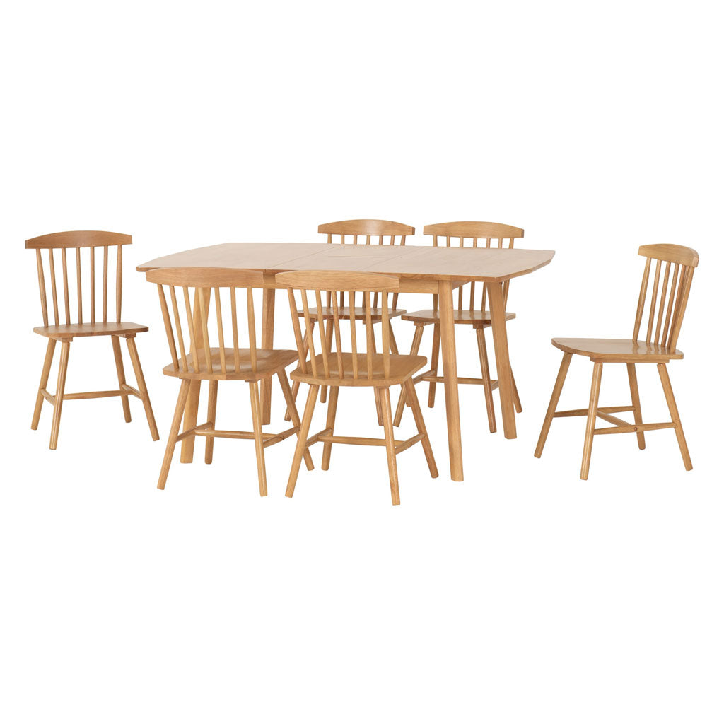 Wooden Extending Dining Table With 6 Dining Chairs - Emery