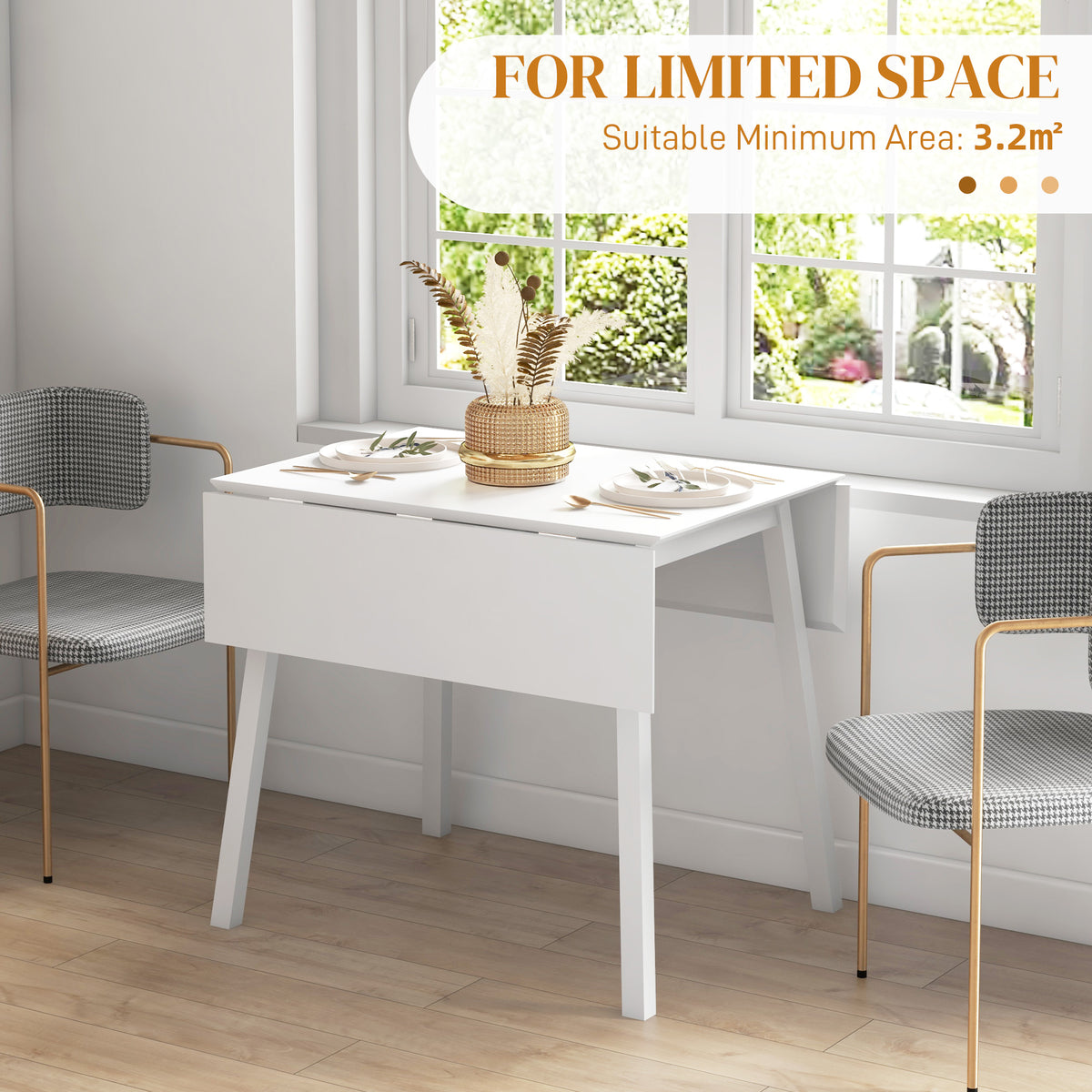 Wooden Folding Drop Leaf Dining Table Rectangular for 2 to 4 People - Velmora