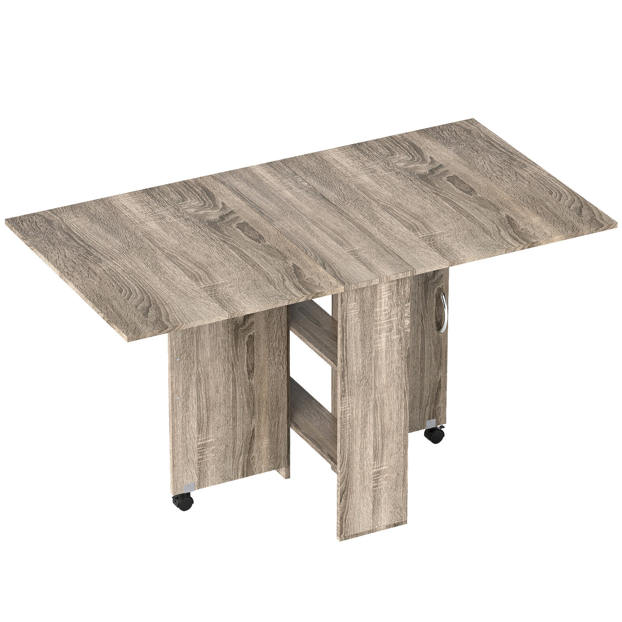 Wooden Folding Drop Leaf Dining Table Rectangular for 4 to 6 People - Velmora