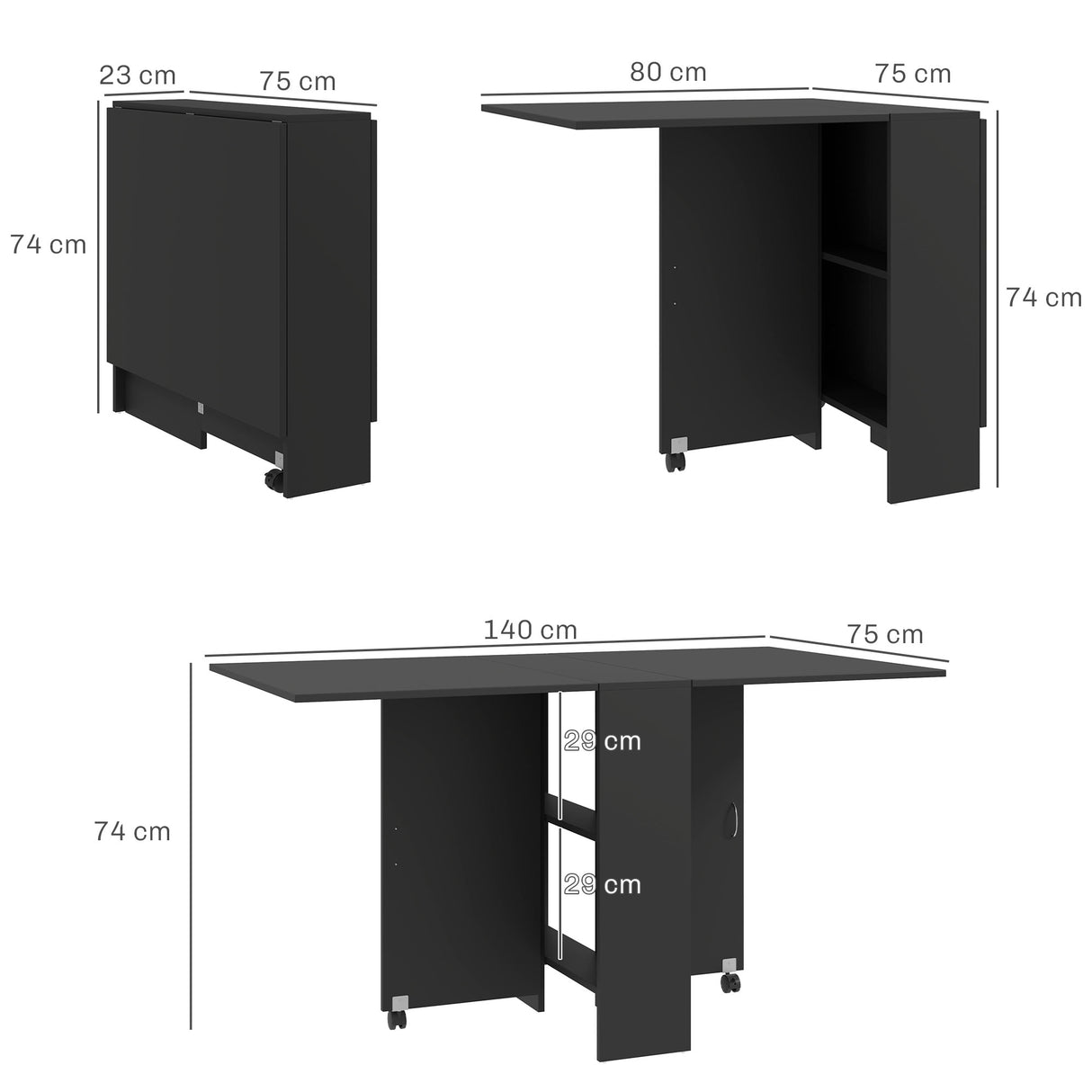 Wooden Folding Drop Leaf Dining Table Rectangular for 4 to 6 People - Velmora