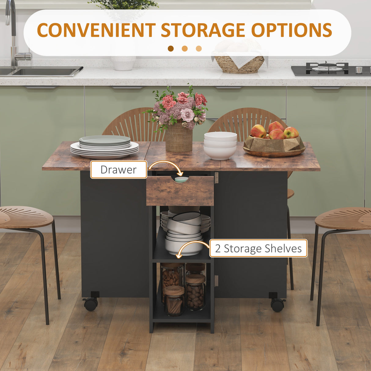 Wooden Folding Drop Leaf Dining Table Rectangular for 4 People - Velmora