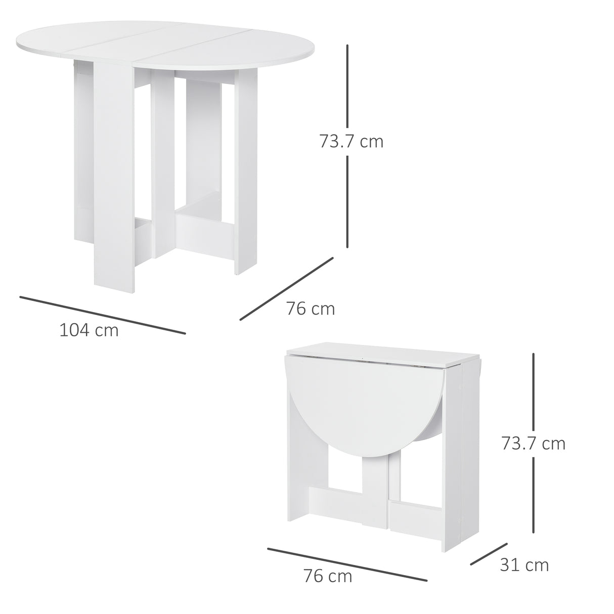 Wooden Folding Drop Leaf Dining Table Round for Small Space 2 to 4 People - Velmora