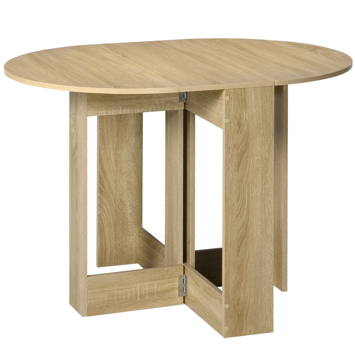 Wooden Folding Drop Leaf Dining Table Round for Small Space 2 to 4 People - Velmora