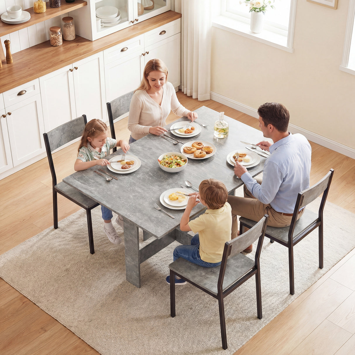Wooden Folding Drop Leaf Kitchen Dining Table Rectangular for 4 to 6 People - Velmora
