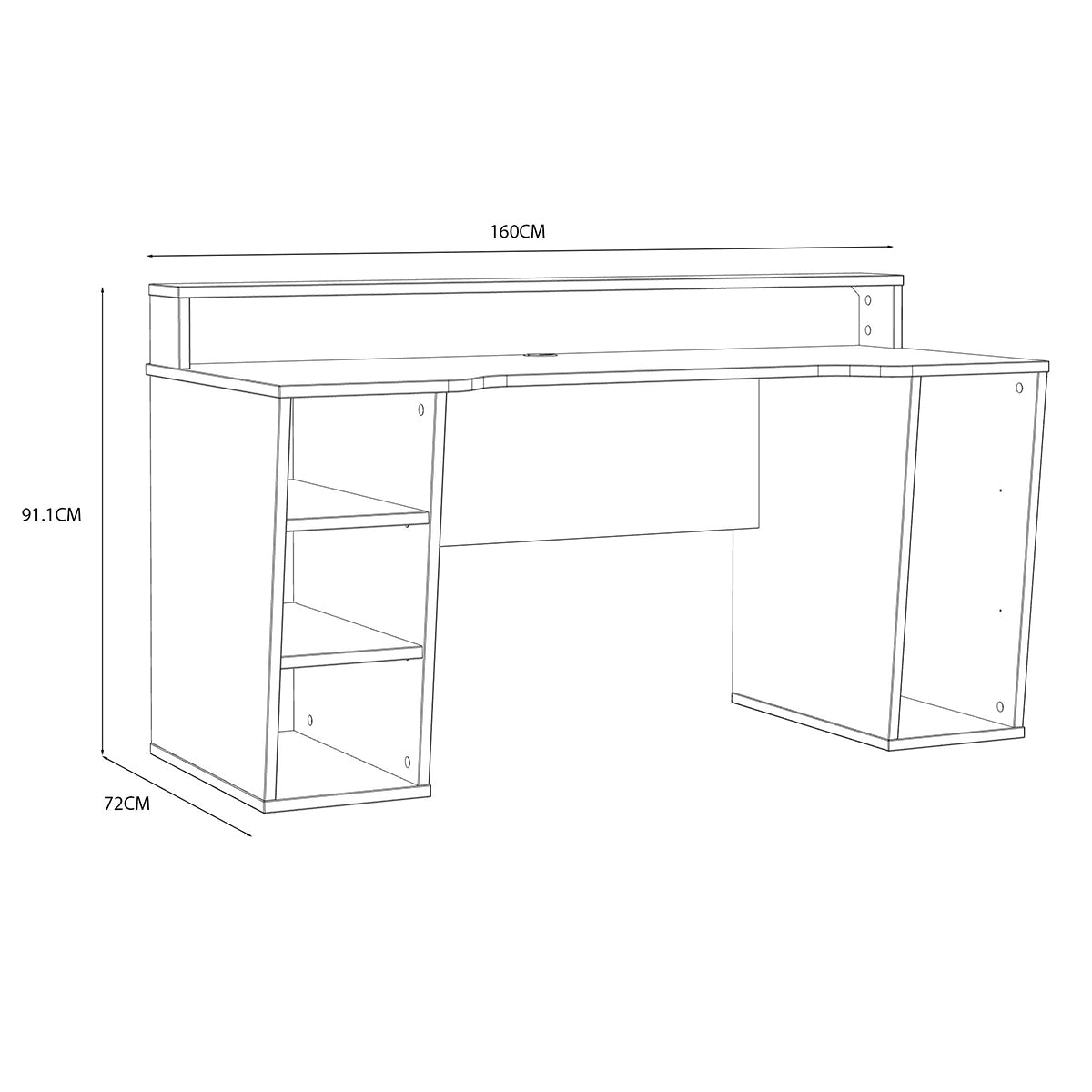 Wooden Gaming Desk With Colour Changing LED - Tezaur