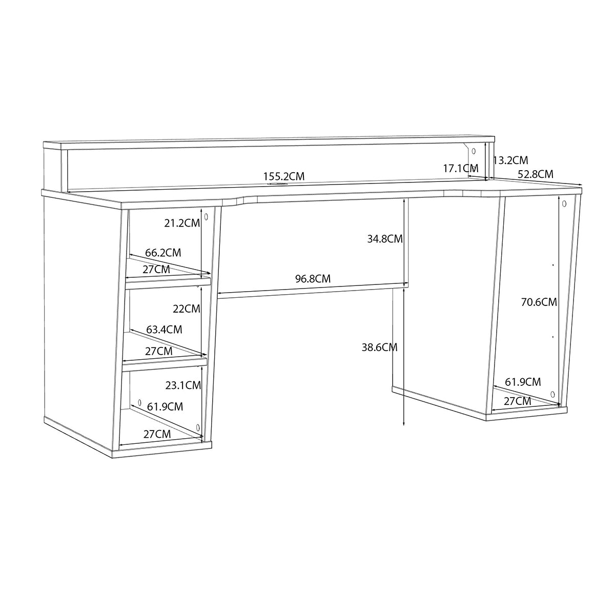 Wooden Gaming Desk With Colour Changing LED - Tezaur
