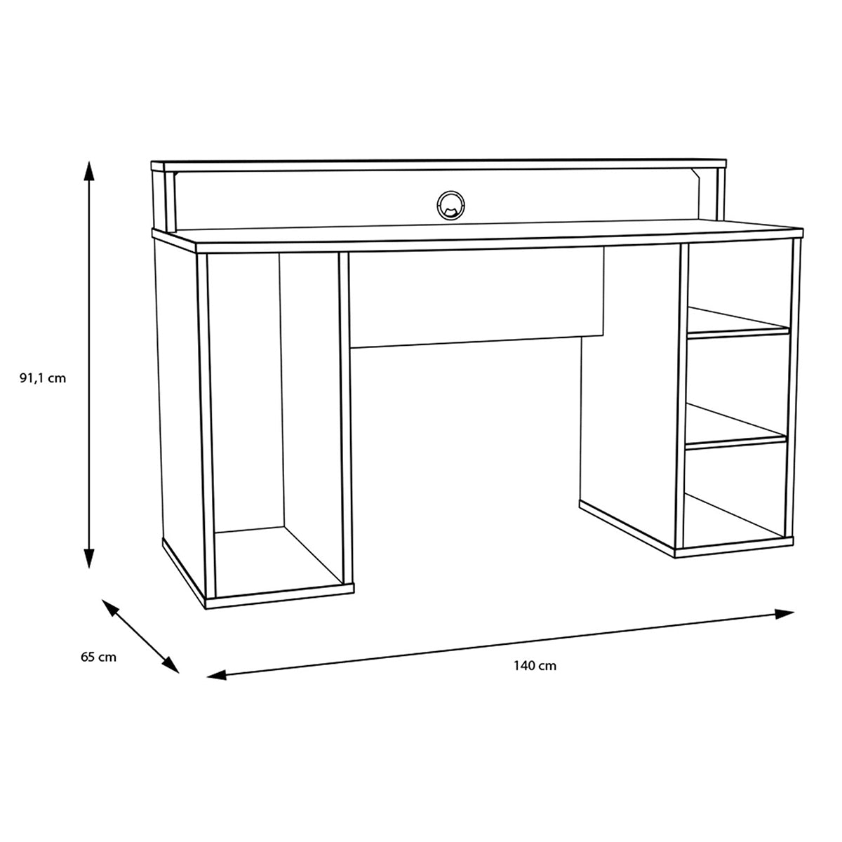 Wooden Gaming Desk With LED Lights - Tezaur