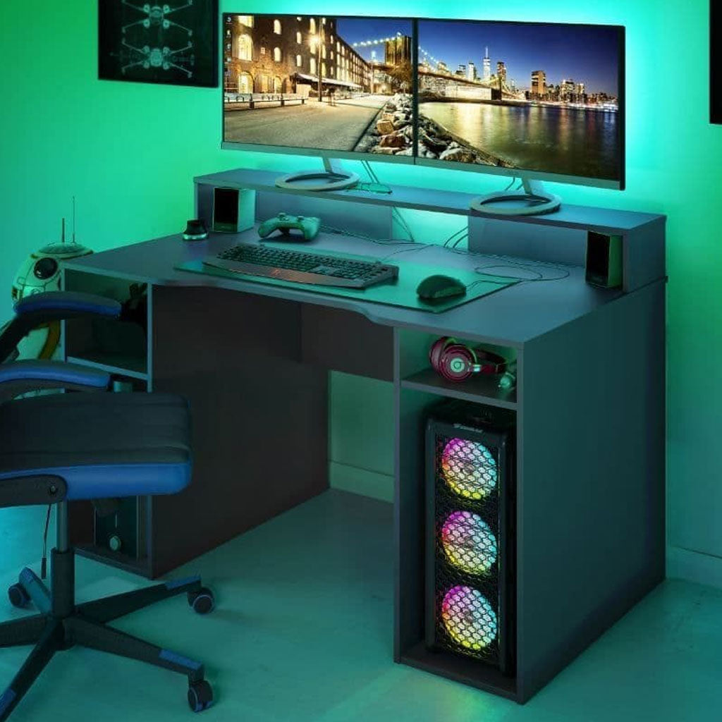 Wooden Gaming Desk With Hutch - Seguin