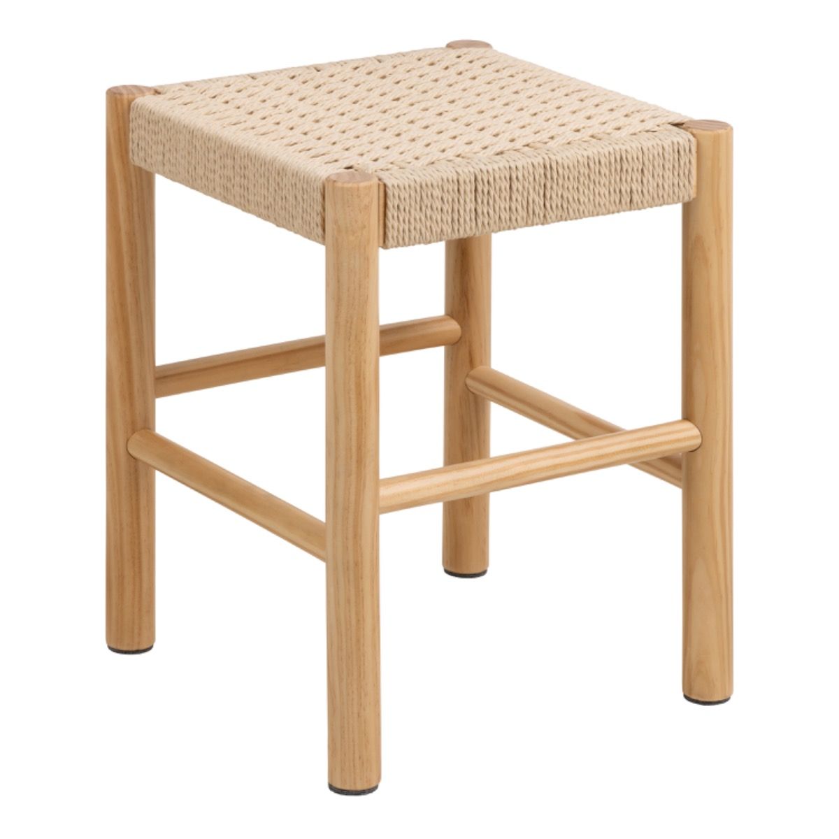Wooden Hallway Seating Stool Interwoven Weaved - Alvin