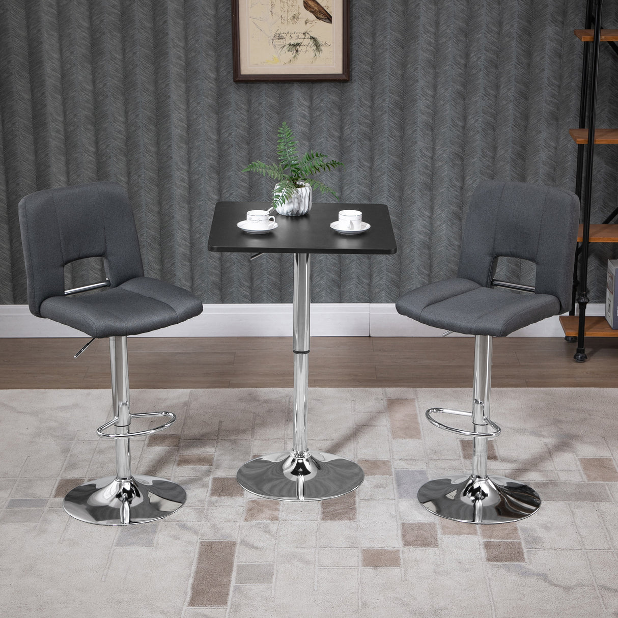 Wooden Height Adjustable Counter Bar Table Square With Swivel Top - Velmora