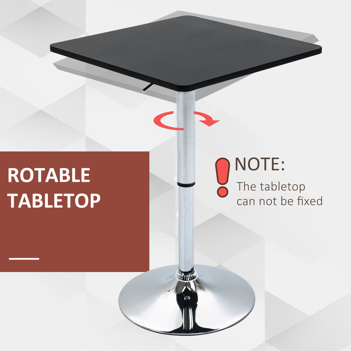 Wooden Height Adjustable Counter Bar Table Square With Swivel Top - Velmora